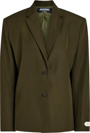 Jacquemus La Veste Carree Wool Blazer - Khaki - 34 (UK6 / XS)