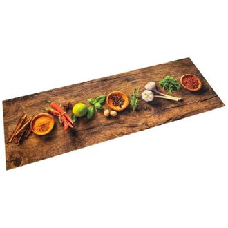 vidaXL Alfombra De Cocina Lavable Terciopelo Dibujo Especias 60x300 Cm Vidaxl