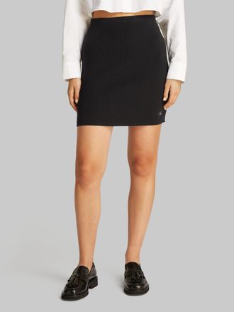 Calvin Klein Jeans Minirock CALVIN KLEIN JEANS WOVEN LABEL SWEATER SKIRT, Damen, Gr. XXL (44), schwarz (ck schwarz), Rippware, Obermaterial: 100% Baumwolle, unifarben, f