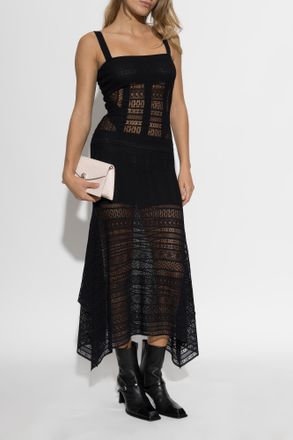 Alexander McQueen Lace Dress With An Asymmetric Cut, Womens, Black