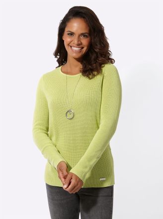 Casual Looks Strickpullover CASUAL LOOKS Rundhals-Pullover, Damen, Gr. 46, gr&uuml;n (pistazie), 100% Baumwolle, unifarben, Pullover Strickpullover