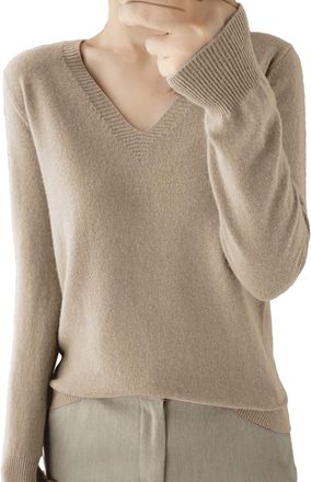 Generic Womens Winter Jumpers Jumpers for Women UK Winter Soft Cozy Sweater Ladies V Neck Jumper Plus Size Lightweight Chunky Long Sleeve Tops Pullover Womens