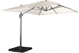 Sweeek Sombrilla 3x4m rectangular y platos con peso, crudo