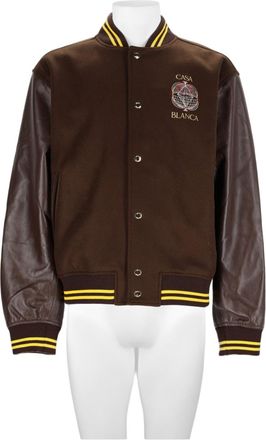 Casablanca Brown Embroidered Sleeved Virgin Wool-Blend Sports Jacket