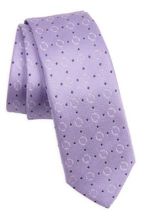 BOSS Geometric Pattern Silk Tie in Open Prple at Nordstrom Rack