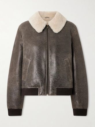 Frame Denim Giacca Cropped In Shearling The Shrunken - Marrone