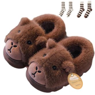 Generic Capybara Slippers for Adults - Plush 3D Indoor Slippers, Warm, Soft & Non-Slip, Men & Women (Brown-B, One Size, Adult, Women, 9, Numeric Range, UK Foo