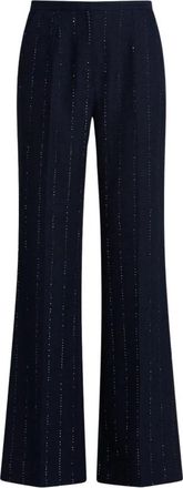 Kiton Tailored wollen en zijden broek - Dames - Wijde Broeken - Blauw - M - Wol - Broeken