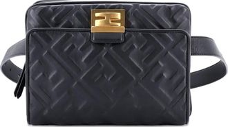 Fendi Upside Down Bag Zucca Embossed Leather belt bag - Zwart
