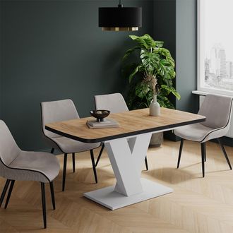 Vicco Mesa De Comedor Fenaro, Blanco/negro, 120 X 80 Cm Extensible, Vicco