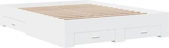 vidaXL Bed Frame with Drawers without Mattress White 150x200 cm King Size Vidaxl