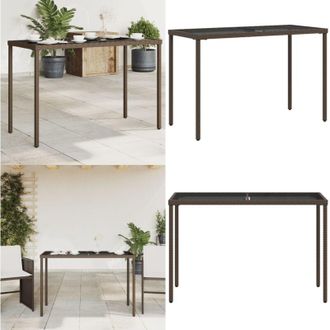 vidaXL Tavolo Giardino con Piano Vetro Marrone 115x54x74 cm Polyrattan - Tavolo in vetro - Tavolo esterno