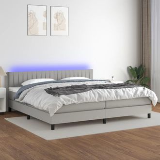 vidaXL Vidaxl - Cama Box Spring Con Colch&oacute;n Tela Y Led Gris Claro 200x200 Cm