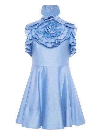 Rebecca Vallance Pastéque ruffled mini dress - women - Lyocell/Linen/Flax/Nylon - 10 - Blue