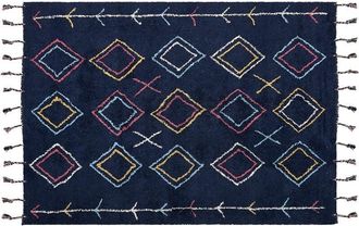 Beliani Rug CORUM Black 140 x 200 cm Cotton