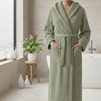 Dmora Albornoz Satina, 100% Algod&oacute;n Con Capucha, Degradado Estructura Menta, Talla Xxl, Verde Menta