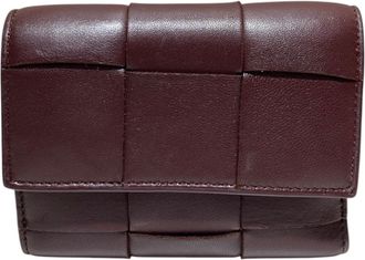 Bottega Veneta Bordeaux Leather Wallet (Tri-Fold) (Pre-Owned)
