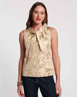 Frances Valentine Millie Sleeveless Top In Royal Palm Jacquard