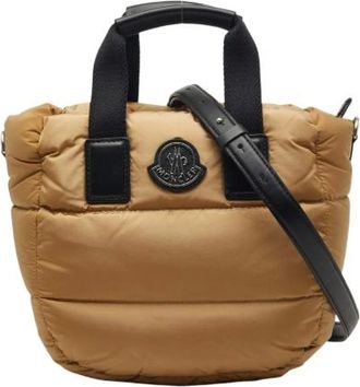 Moncler Pre-owned Mini Bags, female, Beige, Size: ONE SIZE Pre-owned Mini Caradoc Nylon Leather Canvas 2way Bag