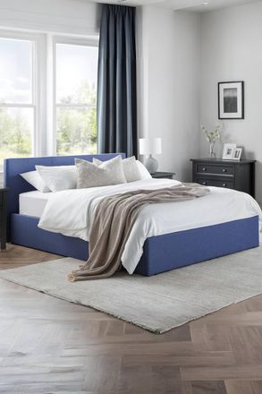 Julian Bowen Rialto Upholstered Ottoman Storage Bed in Blue | Size: Double