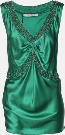 Marina Rinaldi Green Silk Embellished Tops