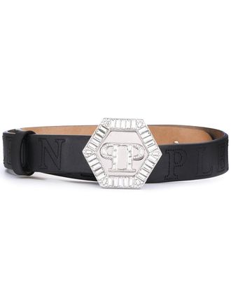 Philipp Plein Riem met zeshoekig logo - Zwart