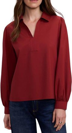 Foxcroft Alix Long Sleeve Popover Top in Clay Brown at Nordstrom, Size X-Small