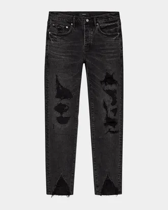 Purple Men & apos;s Distressed Vintage Mid-Rise Skinny Jeans