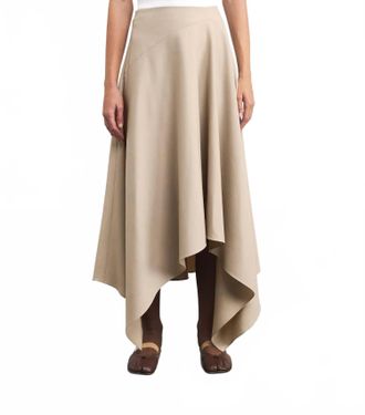 Lafayette 148 New York Wool Asymmetric Handkerchief Midi Skirt In Plaster