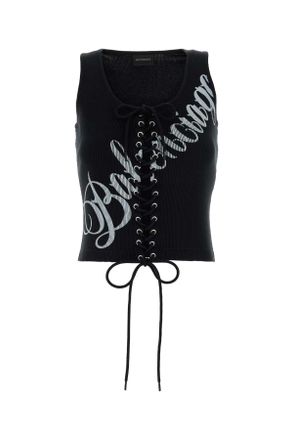 Balenciaga Black Cotton Tank Top