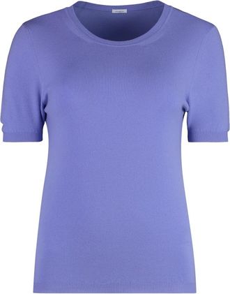 Malo Ribgebreide korte mouw trui - Dames - Ronde hals truien - Paars - 2XS - Wol - Truien & Vesten