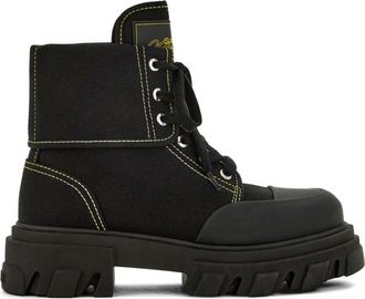 Ganni Laarsjes - Dames - Veterlaarzen - Zwart - 36 EU - Nylon - Schoenen