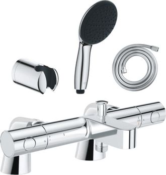 GROHE Precision: Conjunto De Mezclador Termost&aacute;tico Para Ba&ntilde;era/ducha + Teleducha Redonda De 2 Chorros + Manguera + Soporte