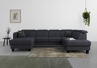 Sit&more Wohnlandschaft »Belluci U-Form« Kopfteilverstellung und Federkern, wahlweise mit Bettfunktion