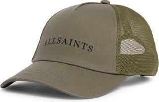 AllSaints Logo Trucker Hat in Loden Green at Nordstrom Rack