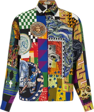 Versace Multicolor Silk Mens Blouse