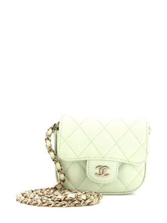 Chanel Classic Square Flap with Chain Quilted Caviar Mini clutch bag - Verde