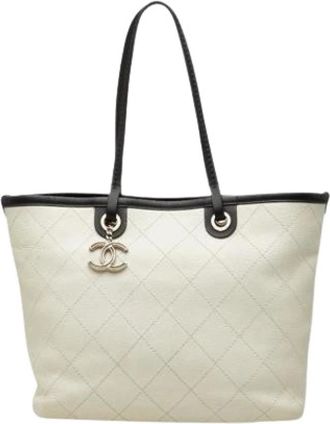 Chanel Pre-owned Vintage Tote Bag - Dames - Vintage Shopper - Wit - ONE Size - Leer - Vintage