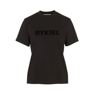 Sonia Rykiel Tops, Dames, Zwart, L, Katoen, Flocked Logo T-Shirt