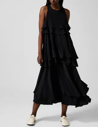 Ami Womens Lightweight crepe tiered dress