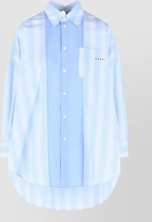 Marni cotton poplin longline striped shirt pocket