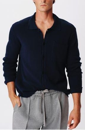 ATM Anthony Thomas Melillo Long Sleeve Polo Cardigan in Midnight at Nordstrom Rack, Size Large