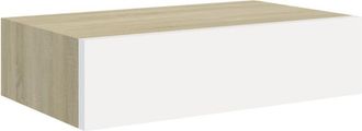 vidaXL Estante con cajón de pared mdf roble y blanco 40x23,5x10 cm Vidaxl