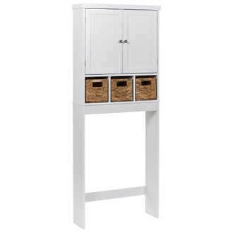 Beliani Armario De Ba&ntilde;o De Pie De Mdf Con Estantes Estilo Tradicional Blanco Pacllon