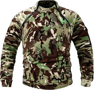 Generic Fleece Pullover Mock Neck Pullover Fleece Long Sleeve Sweatshirts Combat Fleece Jacket Jumper Sweater Tops Comfy