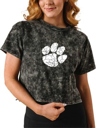 KADYLUXE Womens Black Clemson Tigers Vintage Wash Milky Silk Cropped T-Shirt at Nordstrom, Size X-Large
