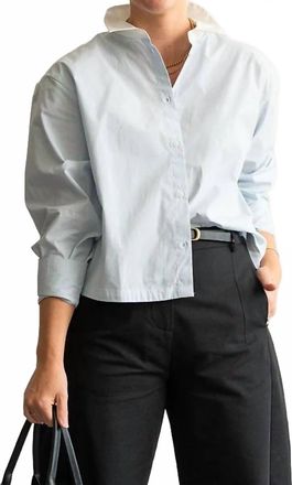 Ichi Two Tone Button Up Shirt In Light Blue / White