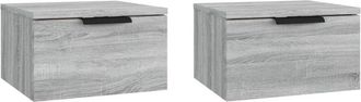 vidaXL Vidaxl - Mesita de noche de pared 2 uds color gris Sonoma 34x30x20 cm