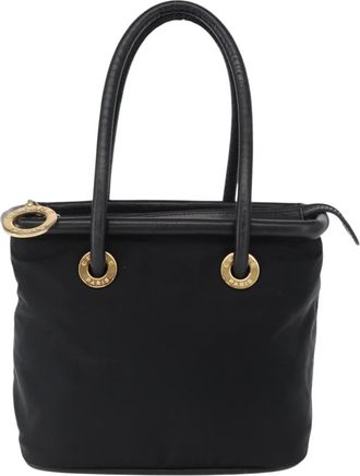 Celine Circle Logo Handbag Nylon Black Nylon Handbag (Pre-Owned)