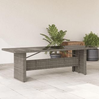 vidaXL Vidaxl - Mesa De Jard&iacute;n Superficie De Vidrio Rat&aacute;n Pe Gris 240x90x75 Cm